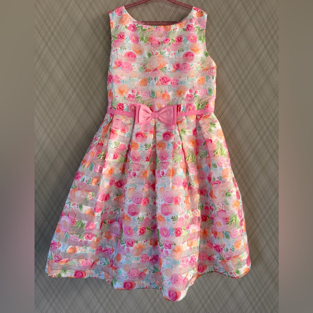 Jona Michelle - Sleeveless Pink Floral Bow-Accent Dress (SZ 8)
